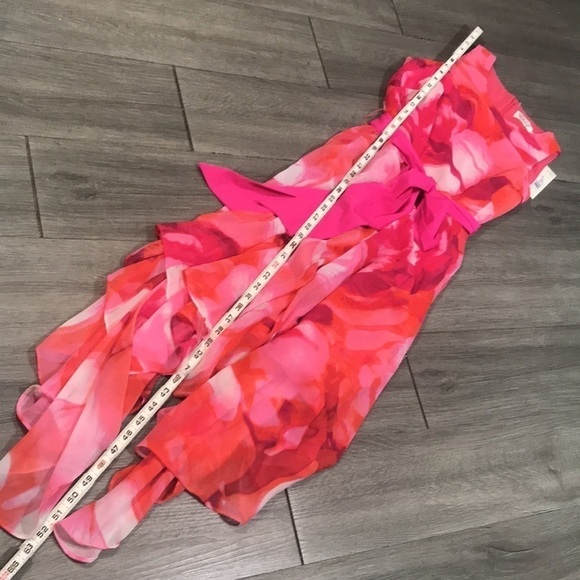 Elija J. Pink Floral Sleeveless Handkerchief Hem NWT  Dress size 6 - Picture 13 of 14